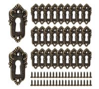 PH PandaHall 20pcs Plaque de Recouvrement de Trou de Serrure Plaque D'Écusson de Trou de Serrure Rétro Ferrures de Verrouillage Décoratives avec 40 vis pour Porte D'Armoire Bureau, Bronze Antique