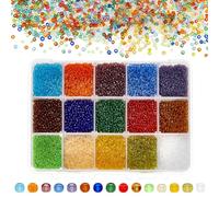 PH PandaHall 21000pcs 15 Couleurs Perles de Rocaille en Verre Perles Spacer Perle Ronde Transparent pour la Fabrication de Bijoux, 12/0 2mm, Trou: 1mm