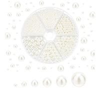 PH PandaHall 2200pcs Perles en Acryliques Beige, 6 Tailles Perles de Perles Imitées Non Percées Accessoires de Vêtement Perles pour Vase Filler Pearls Wedding Decor, 2/3/4/5/6/8mm