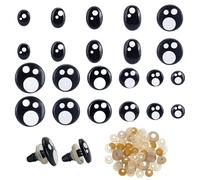 PH PandaHall 230 Ensemble D'Yeux de Sécurité Kawaii 11 taille Œil Noir Blanc Yeux Rembourrés Plastique avec Rondelles Œil de Sécurité Plats Ronds/Ovales pour Animaux en Peluche Amigurumi