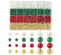 PH PandaHall 2360pcs Perles de Noël pour Bracelet Perles D'Imitation Nacrées 4/6/8mm Perle Ronde en Acrylique pour Création de Colliers Boucles D'Oreilles Bijoux Bricolage Décorations de Noël