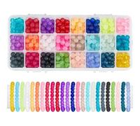 PH PandaHall 24 Couleurs Perles en Verre Givré 720pcs 8mm Perles de Cristal Mat Perles D'Espacement Colorées Perles Rondes en Vrac Perles Artisanales pour la Fabrication de Bijoux Bracelets Artisanat