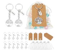 PH PandaHall 24 sets Arbre de Vie Cadeaux de Fête Porte Clés de Remerciement avec Sacs Cadeaux en Organza Porte Clés Appréciation des Employés avec Étiquettes Vierges pour Noël Mariage Invités Retour