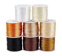PH PandaHall 240m 1mm Cordon Satin Soyeux 8 Rouleau Cordon de Bracelets Fil de Nylon Jaune Série Rattail Fil de Satin pour Bracelet Collier Kumihimo Artisanat en Macramé Longes Décoration de Maison