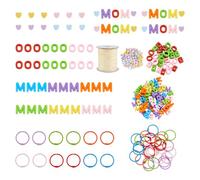PH PandaHall 240pcs Kit Porte Clés DIY Perles Alphabet en Acrylique Coloré de 20mm Perles Love MOM Perle Cœur Anneau Porte Clés en Métal Cordon Ciré Cadeau pour la Fête des Mères Anniversaire