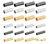 PH PandaHall 24PCS 6 Styles Fermoirs à Baïonnette en Laiton Connecteurs Fermoirs à Poussoir à Colonne Embout de Cordon Perles de Baril Fermoirs de Bracelet Cylindriques pour Bracelets et de Colliers
