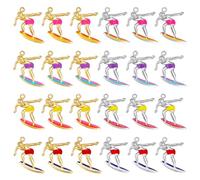 PH PandaHall 24pcs 8 Couleurs Charmes de Surfeur, Pendentifs à Thème Plage Métal Pendentifs en Émaux DIY Artisanat Cadeaux d'Anniversaire Fête Fabrication de Bijoux, Trou 1.8mm