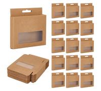 PH PandaHall 24pcs Boîtes d'Emballage en Papier avec Fenêtre, 10x8x2cm Mini Boîte Cadeau pour Bijoux avec Trou de Suspendaison pour Rangement, Emballage, Anniversaire Petite Entreprise