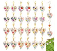 PH PandaHall 24pcs Marqueurs de Mailles en Forme de Cœur en Émail avec Œil Protecteur Fermoir Doré Outils de Tricot et Crochet Amovibles pour la Couture et les Loisirs Créatifs
