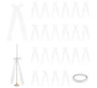 PH PandaHall 24pcs Nœuds Décor Chandelier 30cm Grand Nœud Ruban Blanc Nœud en Ruban de Satin Bowknot Pré Noué avec Double Adhésif pour Bougie de Mariage Table Emballage Cadeau Fête Décor Anniversaire