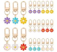 PH PandaHall 24pcs Porte-Clés Fleur, Daisy Émaillé Breloques Porte-Clés Esthétique Voiture Porte-Clés Pendentif Porte-Clés pour Printemps Décoration de Cas d'écouteur Accessoires de Sac à Main