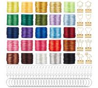 PH PandaHall 25 Couleurs Fil Nylon pour Bracelets 250m Cordon Queue de Rat Fil pour Perles 2mm Cordon Nœud Chinois avec 100pcs Fermoirs Bijoux Attaches pour Bijoux Collier Macramé Artisanat Kumihimo