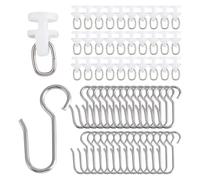 PH PandaHall 256pcs Crochets Coulisseaux de Rail de Rideaux 2 Tailles Pack de Douche de 128pcs Crochets et 128pcs Coulisse Crochets en Forme de S Porte-Courants pour Rail de Rideau Plafond Maison