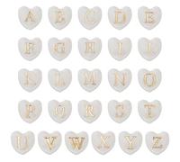 PH PandaHall 26pcs Saint-Valentin Perles de Coeur Blanc Alphabet A~Z Perles de Coquillage D'Eau Douce Naturelles Lettre Initiale Breloque Perle de Verre Espaceur pour Collier Bracelet Boucle D'Oreille