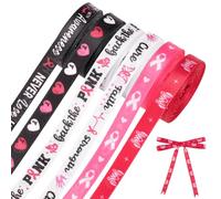 PH PandaHall 27.4m Octobre Rose Ruban Ruban de Sensibilisation au Cancer du Sein 6 Styles Rubans Gros Grain de Cœur 10mm Garniture Artisanale pour Femme DIY Nœuds Cheveux Emballage Cadeau Décor Fête