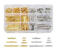 PH PandaHall 280pcs 7 Tailles Tubes à Fermoir Coulissant,Embouts de Curseur Tube d'extrémité à Sertir pour la Fabrication de Bijoux de Boucles d'oreilles, Platine & Doré