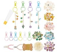 PH PandaHall 285pcs Kit de Fabrication de Porte-clés Brillant à Lèvres 6 Couleurs 120 Pendentifs en Émail 12 Clips pour Porte-clés 150 Anneaux de Jonction Avec 4m Chaînes 2 Outils pour Cadeaux Bijoux