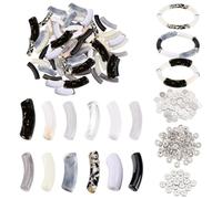 PH PandaHall 296pcs Perles Tube Acrylique Perle de Bracelet Noir Blanc Perle Tube Incurvée Perles Entretoises Glissières de Nouilles pour Colliers Boucles D'oreilles Noël