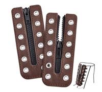 PH PandaHall 2pcs 6 trous Inserts de Fermeture Éclair pour Bottes en Cuir de Vache 13.3x5.5cm Lacets de Chaussures Marron Sans Lacets Œillets et Fermeture Éclair pour Baskets, Selle marron