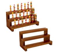 PH PandaHall 2pcs 84 Trous Presentoir Aperitif Buffet, Support Buffet Support à Brochettes 3 Niveaux Présentoir en bois pour Fête Lollipop, Buffet, Brochettes Apéro, Desserts Fruits, Brun