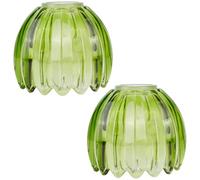 PH PandaHall 2pcs Abat Jour Tulipe Vert en Verre Petits Abat Jour à Fleur Remplaçant Abats Jours à Fleur pour Plancher Table Lustre Décoration Applique Couvres Lampes 4.2x10.5x13cm