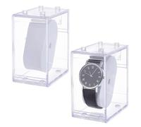 PH PandaHall 2pcs boîte de Montre Transparente en Acrylique Rectangulaire Présentoir pour Montres Bracelets Sacs Hommes Voyage Fête des Pères 5.7x8.5x10.5cm