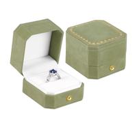 PH PandaHall 2pcs boîtes à bijoux en velours vert, écrin à bague carré en velours pour proposition de mariage, fiançailles et cérémonie de mariage, 6.05x6.55x4.7cm