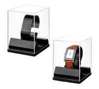 PH PandaHall 2pcs Boîtes de Présentation de Montres Présentoir de Montre Simple en Acrylique Présentoir de Bracelets Présentoir à Bijoux pour Hommes et Femmes, Noir