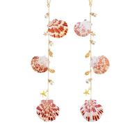 PH PandaHall 2pcs Breloque de Voiture en Coquillage Pendentif en Forme D'Étoile de Mer Nacre et Coquillage à Suspendre au Accrocher à un Sac Ou à un Porte Clés Décoration pour la Maison
