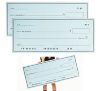 PH PandaHall 2pcs Chèque Géant Réutilisable Grand Surdimensionné Chèque Vierge Surdimensionné Faux Chèques Grands Chèques Plaque pour Récompense Présentation Événements, 81x34cm