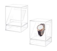 PH PandaHall 2pcs Présentoir pour Montre Boîtes de Présentation de Montres 8x8x11.2cm Boîtier en Acrylique Transparent pour Hommes et Femmes Bracelet et Bijoux
