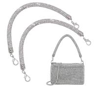 PH PandaHall 2pcs Rechange pour Sac à Main en Strass 30cm Courte Poignée de Sac en Cristal Sangles de Portefeuille Scintillantes Chaîne pour Sac à Main Sous les Bras Épaule Soirée Mariage Platine