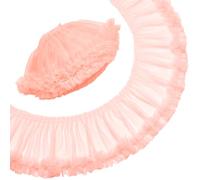 PH PandaHall 3.7m Bordure en Dentelle à Volants Rose Bordure Élastique Vintage en Dentelle Plissée Ruban en Tulle Applique à Coudre pour Noël Vêtement Décor Mariage Taies D'Oreiller, 14.6-15.5cm Large