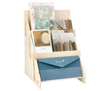 PH PandaHall 3 Niveau Noël Presentoir Carte Postale en Bois, Presentoir Bois Cartes Support de Présentation de Cartes Support Carte Postale pour Cartes Marque Pages Photo, 25.8x24.5x34cm