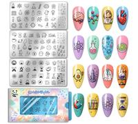 PH PandaHall 3 Pièces Expérience Scientifique Plaques d'Estampage pour Ongles Équipement de Laboratoire Modèles d'Art pour Ongles Pochoirs d'Art Chimie pour Ongles Plaques d'Image Tubes à Essai