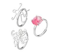 PH PandaHall 3 Styles Bagues Vierges bases de Bague en Laiton Plaqué en Platine, Montures Cabochons Bagues Réglables en Argent pour la Fabrication de Bijoux Mariage Fête des Mères