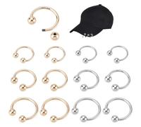 PH PandaHall 3 tailles 12pcs Boucles en Forme de C pour Chapeaux Fermoirs Métalliques Dorés Argentés Crochets Ronds Décoratifs pour Casquettes Chaussures Quincaillerie Vêtements Bricolage, 20/25/30mm