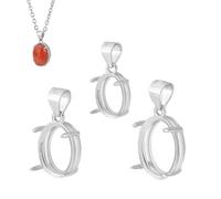 PH PandaHall 3 Tailles Plateaux à Pendentifs en Argent Sterling 925 avec Lunette Vierge Cadre Ovale pour Cabochon Colliers Fabrication de Bijoux Platine