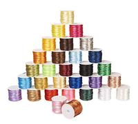PH PandaHall 30 Couleurs 2mm Fil de Nylon Corde de Garnure en Nylon Satiné Rattail pour Fabrication de Noeud nois Bracelet Collier Perles Kumihimo, 10m/Rouleau