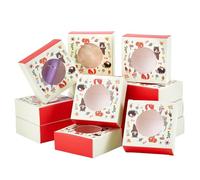 PH PandaHall 30 Pack Petites Boîtes à Traiter Boîtes D'Emballage avec Fenêtre en Papier Boîte à Friandises pour Bonbons Biscuits Savon Fait Main Bougie Emballage Fête, Anniversaire 7.5x7.5x3cm