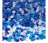 PH PandaHall 3000pcs Galets Décoratifs en Verre 6~14mm Pierres de Bleu Mélangé Galets de Verre Dépoli Bleu Pierres de Mer pour Plage, Mariage, Betta Décoration D'aquarium, Tortue, Vase