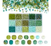 PH PandaHall 3000pcs Perles de Rocaille Vertes 4mm Perles de Poney en Verre 15 Couleurs Mini Perle Intercalaire en Verre Vert pour Boucles D'Oreilles Bracelets Colliers et Bijoux Trou: 1~2mm