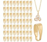 PH PandaHall 300pcs 14K Plaqué Or Pendentif Fermoir Snap On Bails Charms Clip Connecteur Pince Bail Fermoirs pour la Fabrication de Bijoux Bricolage Artisanat Doré 7x3x3mm