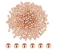 PH PandaHall 300pcs 3mm Perles D'Espacement Rondes Or Rose Perles de Bracelet en Métal Espaceurs Perle en Laiton Plaquées Durables pour la Fabrication de Bijoux de Bracelet de Collier Hawaïens D'Été