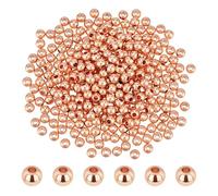 PH PandaHall 300pcs 4mm Perles de Bracelet Rondes Perles Intercalaires en Or Rose Perles en Laiton Plaquées Longue Durée pour la Fabrication de Bijoux D'Été de Bracelets Colliers Boucles D'Oreilles