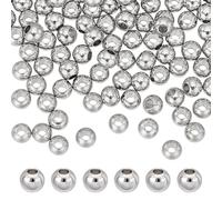 PH PandaHall 300PCS 4mm Perles D'Espacement en Argent Perles de Bijoux Petites Perles D'Espacement en Laiton Perles en Vrac Perles en Métal Lisse Perles D'Espacement pour Collier Bracelet Bijoux