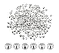 PH PandaHall 300pcs 4mm Perles Intercalaires Rondes en Argent Perles Intercalaires Plaquées Longue Durée Perles en Laiton pour Été Fabrication de Bracelets Colliers Boucles D'Oreilles Bijoux Hawaïens