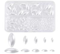 PH PandaHall 300Pcs 5 Tailles Cabochons de Perles Acrylique Œil de Cheval Perles à Dos Plat Gemmes pour Coupe Ongles Artisanat Chaussures Bandeau Scrapbooking 6/8/10/12/20mm