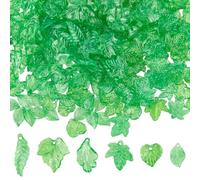 PH PandaHall 300PCS 6 Styles Perles Feuille Vert Pendentifs Feuilles Tombante Transparent Perle Feuille Breloques Cœur Forme Feuilles d Érable pour Bracelets Bijoux Carillons Vents DIY