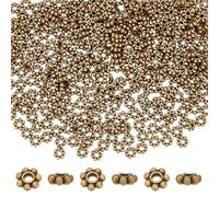 PH PandaHall 300PCS 6mm Perles d'espacement de fleurs, Entretoises en marguerite en alliage Perles de flocon de neige Entretoises de bijoux en métal floral pour collier de bracelet, bronze antique